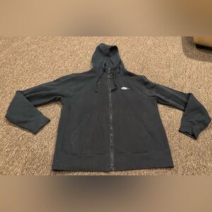 Nike S Women's Blk Long Sleeve Hooded Full Zip Up Athletic Track Logo Jacket EUC